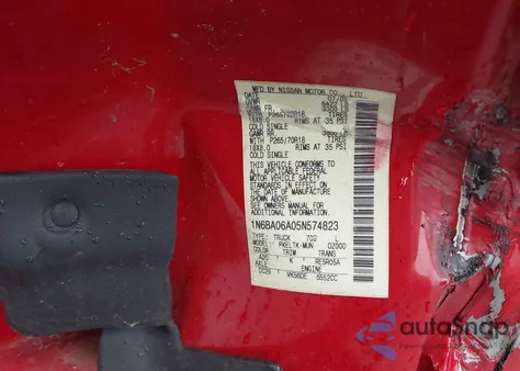 2005 Nissan Titan Se from USA, damaged, VIN 1N6BA06A05N574823